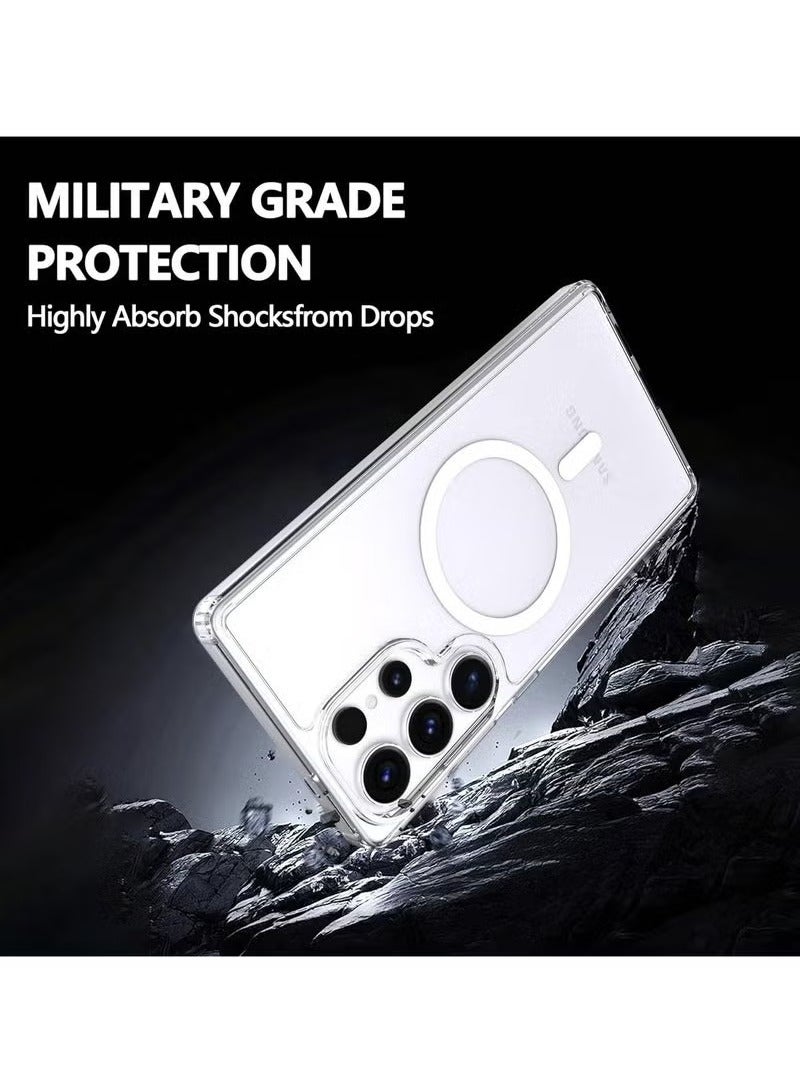 TIGER Samsung Galaxy S25 Ultra Clear Case with Built-in Magnetic Ring [MagSafe Compatible] + [2-Pack] 9H Tempered Glass Screen Protectors – Transparent Slim Shockproof Protective Back Cover, Anti-Yellowing, Supports Fingerprint Unlock & Wireless Charging - Image 3