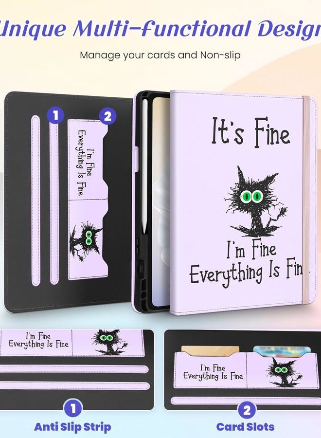 Kidcube for Samsung Galaxy Tab A9 Plus Case 11 Inch - for Women Girls Kid Cute Rotating Stand Folio Cover with Pencil Holder & Card Slot Girly Kawaii Cat Unique Design for Samsung A9 Plus Tablet Cases - Image 3