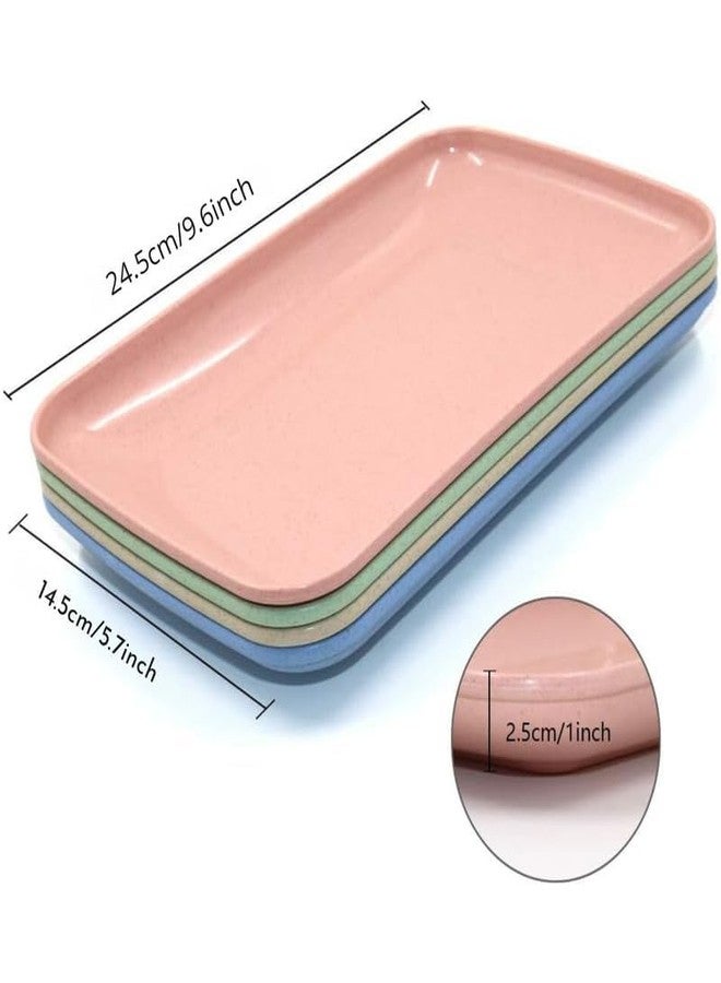 Turbid 2 Pcs 9.65x5.7 Inch Big Rectangular Salad Plates, Serving Dish Wheat Fiber Plate, Appetizer Serving Tray, Wheat Straw Plates for Fruit Sushi Dinner Parties, Microwave Safe (2, Random) - Image 2