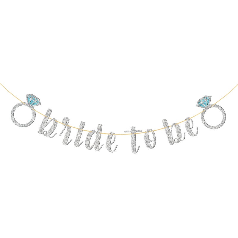Festiko®Glitter Bride to Be Banner, Bride Shower Party Supplies, Engagement Bachelorette Wedding Party Decorations Silver - Image 4