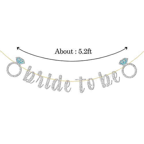 Festiko®Glitter Bride to Be Banner, Bride Shower Party Supplies, Engagement Bachelorette Wedding Party Decorations Silver - Image 2