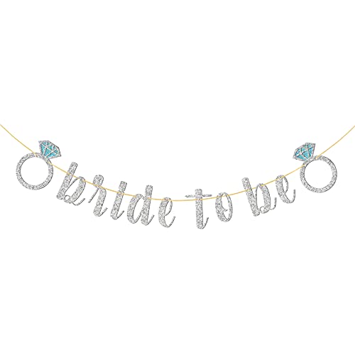 Festiko®Glitter Bride to Be Banner, Bride Shower Party Supplies, Engagement Bachelorette Wedding Party Decorations Silver - Image 1
