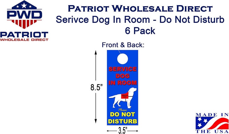 Patriot Wholesale Direct Service Dog in Room  Do Not Disturb Double Sided Door Hangers  Pack of 6 - Image 2
