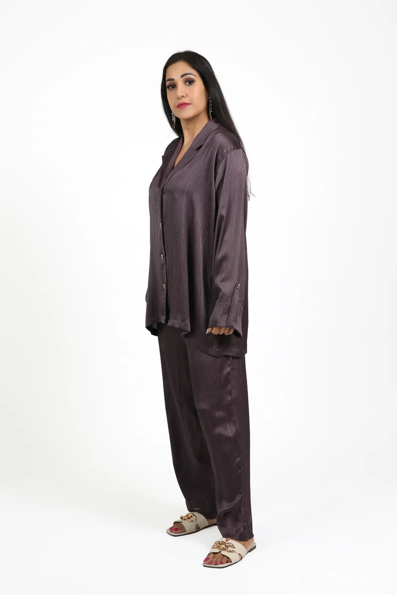 Dark Purple Barbie Fabric Pajama Set for Daily Wear