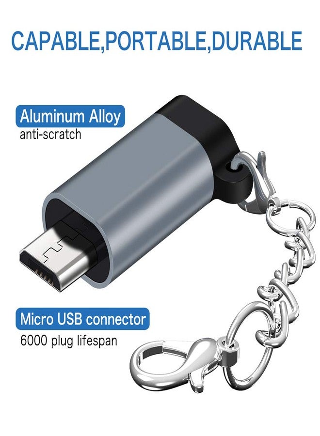 QianLink USB C to Micro USB Adapter, (4-Pack) Type C Female to Micro USB Male Convert Connector with Keychain Charge & Data Sync Compatible Samsung Galaxy S7/S7 Edge, Nexus 5/6 and Micro USB Devices(Grey) - Image 2