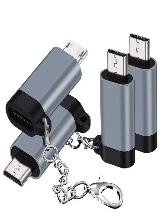 QianLink USB C to Micro USB Adapter, (4-Pack) Type C Female to Micro USB Male Convert Connector with Keychain Charge & Data Sync Compatible Samsung Galaxy S7/S7 Edge, Nexus 5/6 and Micro USB Devices(Grey) - Image 1