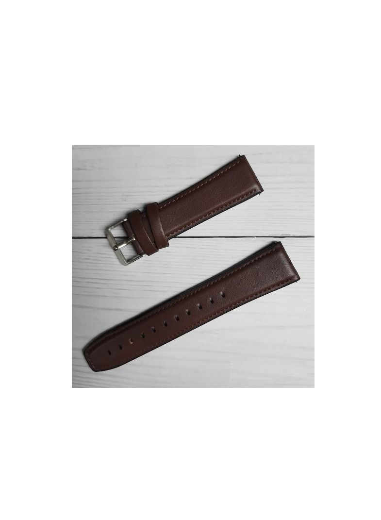 سوار ساعة بديل من الجلد السيليكوني مقاس 22 مم لهاتف هواوى جى تى مقاس 46 مم - مشبك بني فضي - Image 3