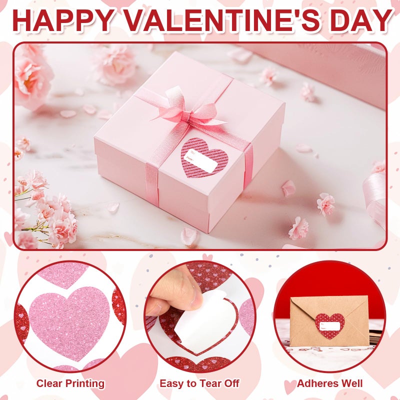 Yewfold 120Pcs Hearts Name Tag Stickers, Valentine's Day Self-Adhesive Labels, Heart Stickers Tags Label Decal for Envelopes Craft Card Seal Gifts Candy Bags Party Decor Supplies - Image 3