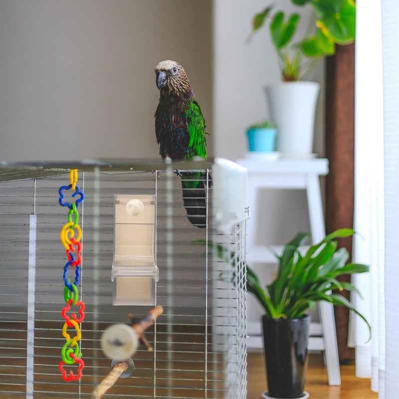 Parrot Food Bowl and Bird Feeding Container Small Grey Bird Cage Feeder Tray for Pet Parakeets and Lovebirds for Home Use - Image 4