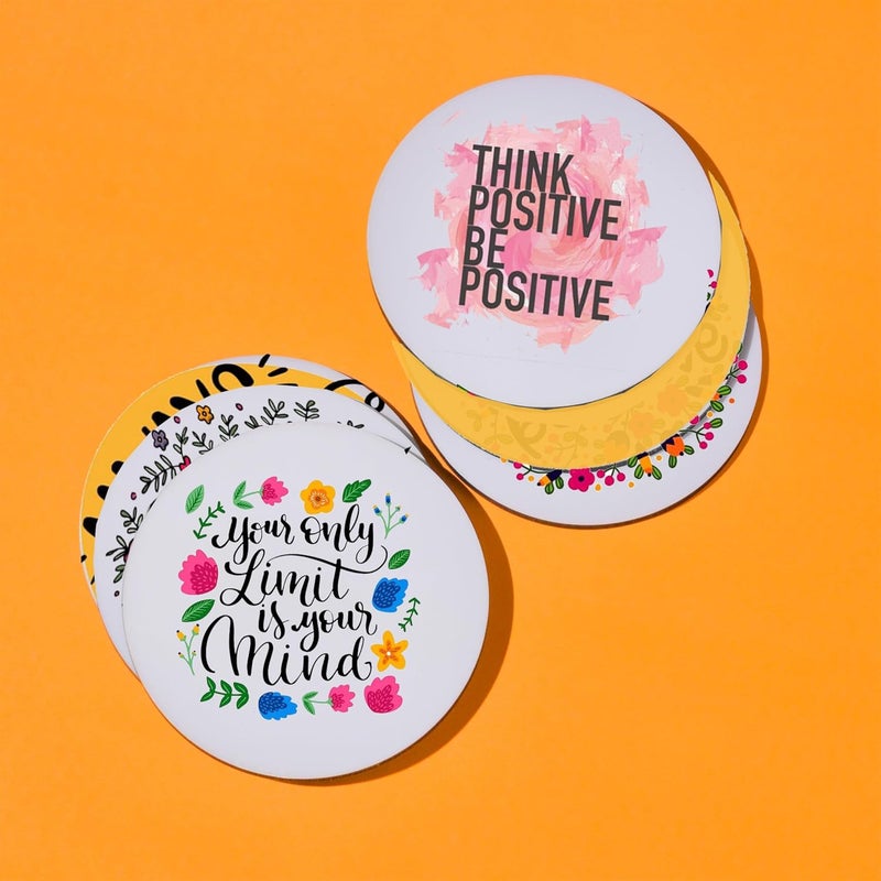 TAJNAN TAJNAN Printed Coaster Set of 6 Beautiful Wooden Coasters Plastic Coating Designer Coaster Stand Set Fit for Tea CupsCoffee Mugs Glasses Round 4x4 Inch TAJRoundCoasterBE Positive - Image 4