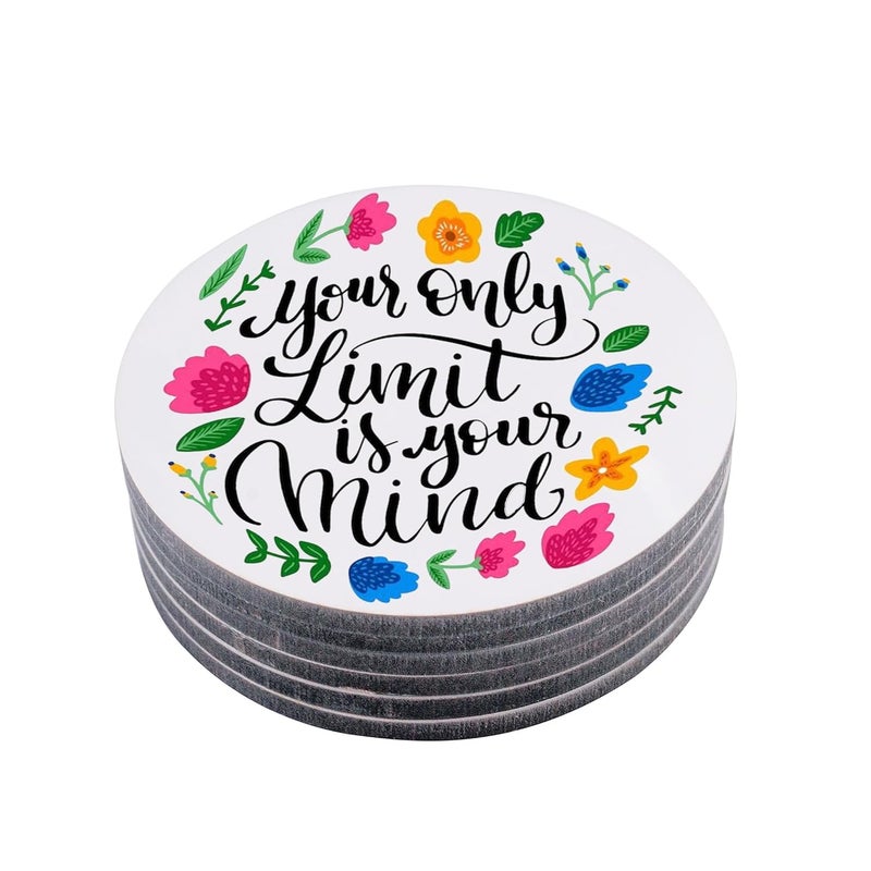 TAJNAN TAJNAN Printed Coaster Set of 6 Beautiful Wooden Coasters Plastic Coating Designer Coaster Stand Set Fit for Tea CupsCoffee Mugs Glasses Round 4x4 Inch TAJRoundCoasterBE Positive - Image 5
