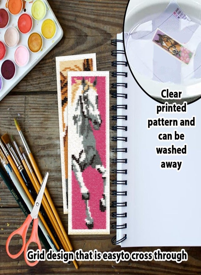 ORIGACH 6 Set Horse Cross Stitch Bookmark Kit for Beginner with Backing Felt Floss Instructions DIY Stamped Embroidery Bookmark Kit for Adults, Book Lovers - Image 3