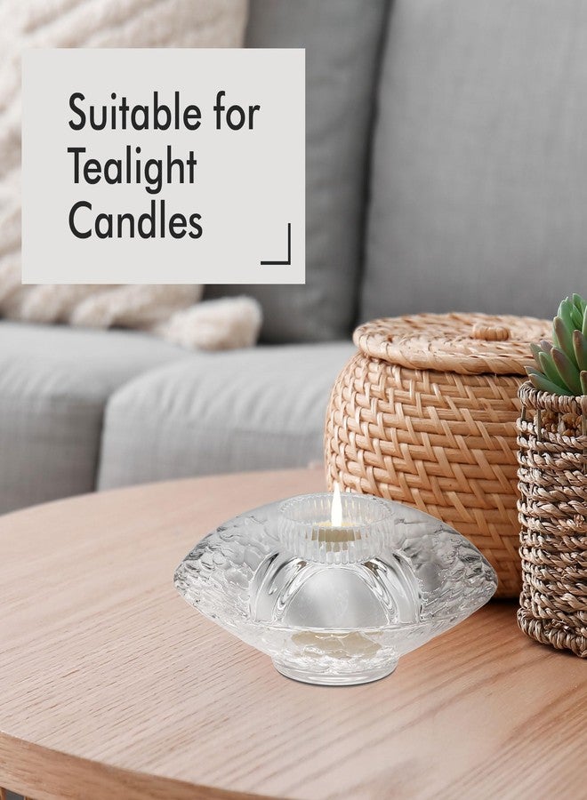 أوريفورز حامل شموع أوريفورس ديسكوس، مصنوع من الكريستال، قطعة ديكور عصرية مميزة، زينة للرفوف وقطعة مركزية للطاولة، 1.75 بوصة × 5.5 بوصة - شفاف - Image 4