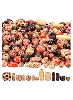 Generic 800 Pieces Printed Wooden Beads Loose Wood Beads Assorted Natural Wooden Bead for Jewelry Making DIY Bracelet Necklace Hair Crafts  - Image 1