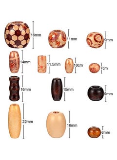 Generic 800 Pieces Printed Wooden Beads Loose Wood Beads Assorted Natural Wooden Bead for Jewelry Making DIY Bracelet Necklace Hair Crafts  - Image 3