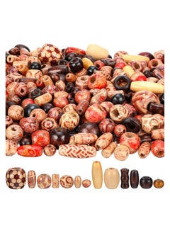 Generic 800 Pieces Printed Wooden Beads Loose Wood Beads Assorted Natural Wooden Bead for Jewelry Making DIY Bracelet Necklace Hair Crafts  - Image 4