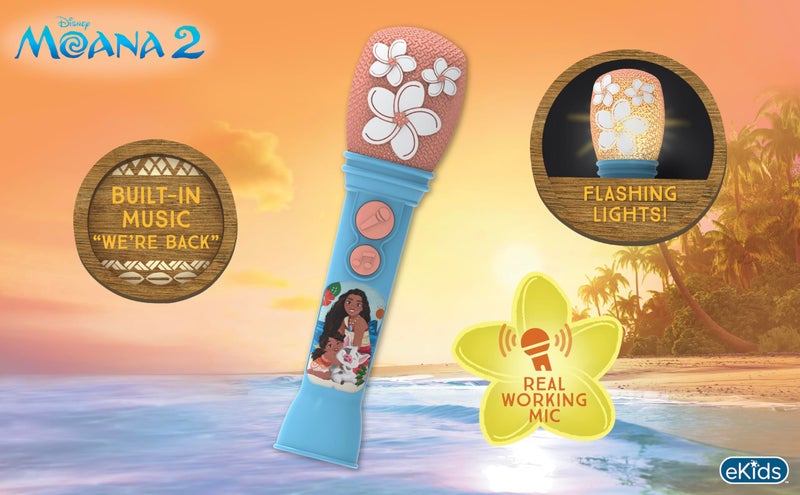 ekids Disney Princess Moana Toy Microphone for Kids, Musical Toy for Girls with Built-in Music, Kids Microphone Designed For Fans of Moana Toys for Girls - Image 2