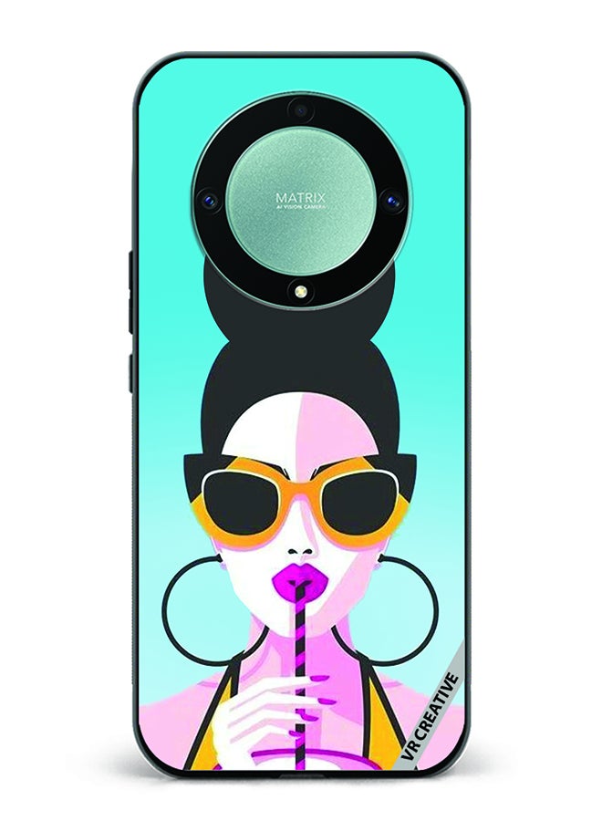 VR CREATIVE Protective Case Cover For Honor X9b Girl Having Drink Design Multicolour - Image 1