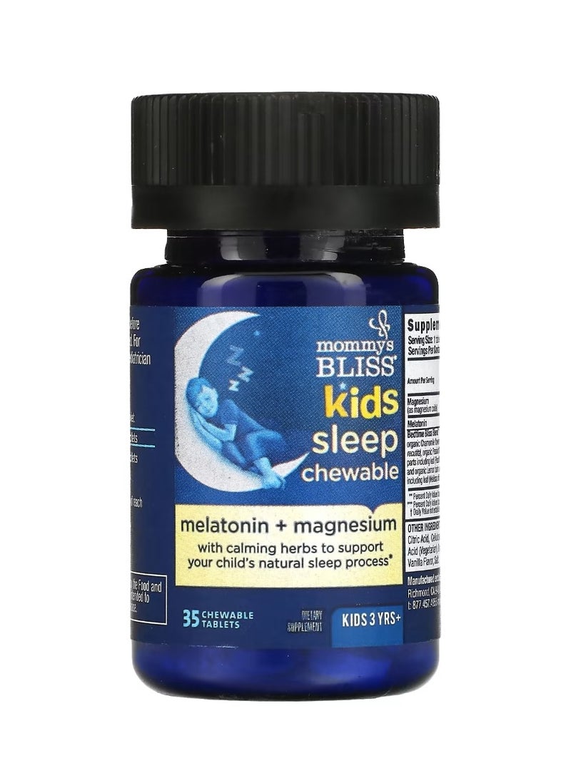 Mommy's Bliss Kids Sleep Chewable Melatonin + Magnesium Kids 3 Yrs+ Natural Grape 35 Chewable Tablets - Image 2