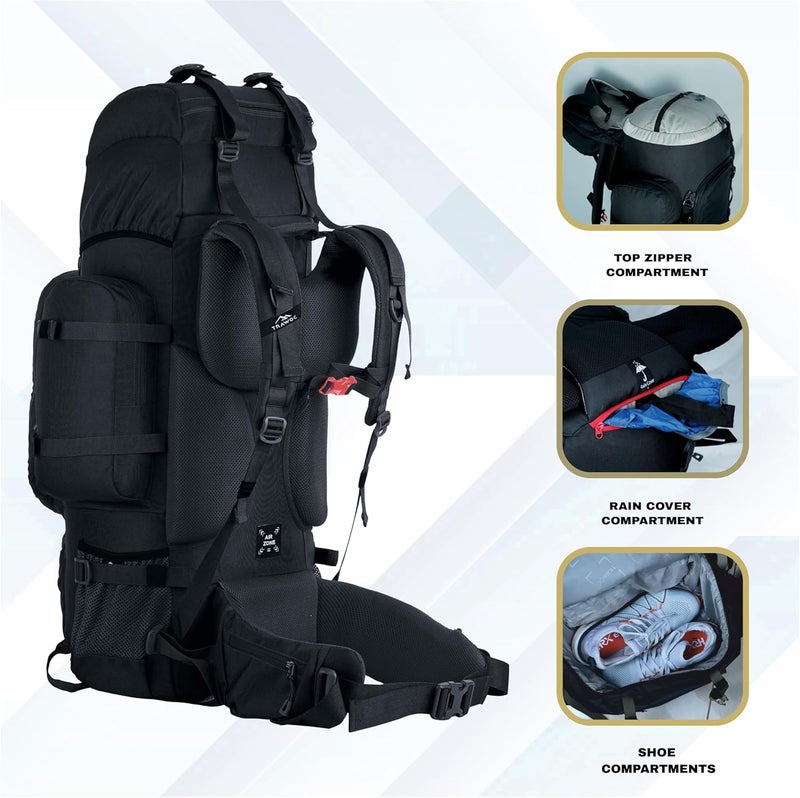 Trawoc حقيبة ظهر سفر TRAWOC WILDWING 95L بإطار داخلي - Image 5