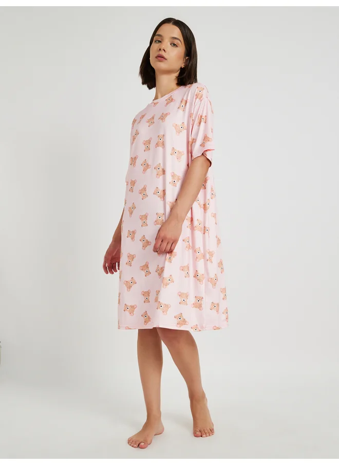 Take Two Take Two Graphic Printed Round Neck Nightdress