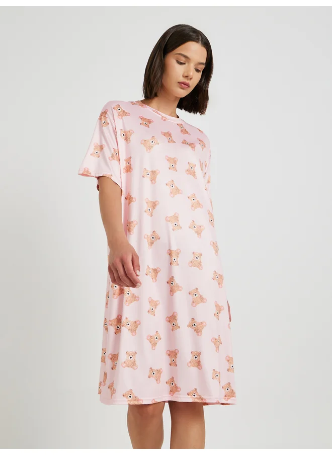Take Two Take Two Graphic Printed Round Neck Nightdress