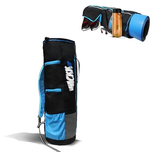 WHACKK Brute Unisex Yoga Aerobics Gym Mat Bags Air Ventilated Pocket for Shoes, Front & Top Open, Carry Way with 3-Way Options i.e. Backpack, Holdable or with a Loop (Blue Grey) - Image 1
