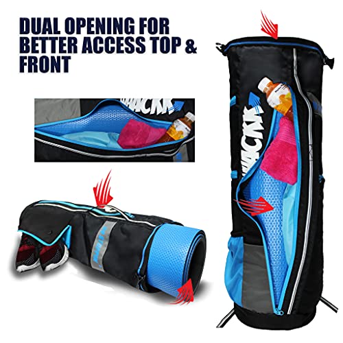 WHACKK Brute Unisex Yoga Aerobics Gym Mat Bags Air Ventilated Pocket for Shoes, Front & Top Open, Carry Way with 3-Way Options i.e. Backpack, Holdable or with a Loop (Blue Grey) - Image 3