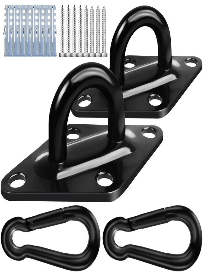 GAMKII 2 Packs M10 Stainless Steel Pad Eye Hooks, Swing Hanger 2204lbs Capacity with M10 Snap Hooks and Heavy-Duty Screws , for Porch Hammock Hanging Kit, Punching Bag, Yoga,Swing Hanging, Wall/Ceiling Mount - Image 1