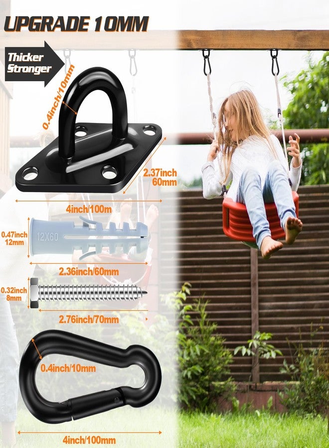 GAMKII 2 Packs M10 Stainless Steel Pad Eye Hooks, Swing Hanger 2204lbs Capacity with M10 Snap Hooks and Heavy-Duty Screws , for Porch Hammock Hanging Kit, Punching Bag, Yoga,Swing Hanging, Wall/Ceiling Mount - Image 3