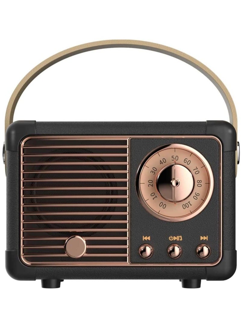 HM-11 Bluetooth Portable Radio, Retro Mini Speaker with Clear Stereo Sound, Rich Bass for iPhone, Android Devices and Tablets(Black) - Image 1