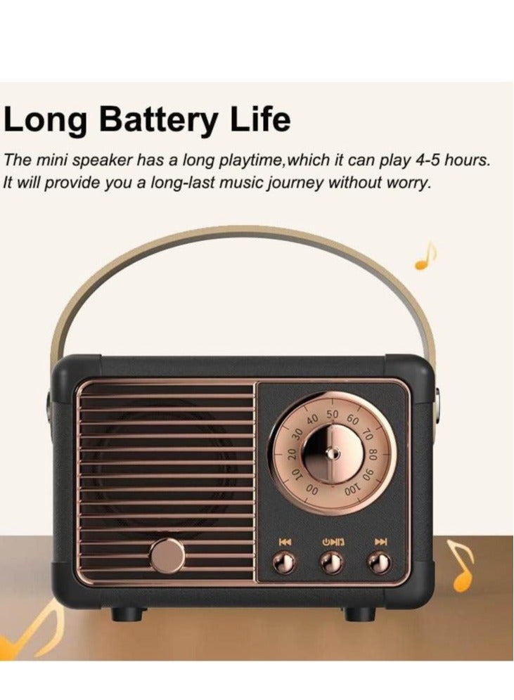 HM-11 Bluetooth Portable Radio, Retro Mini Speaker with Clear Stereo Sound, Rich Bass for iPhone, Android Devices and Tablets(Black) - Image 4