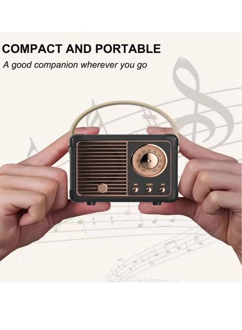 HM-11 Bluetooth Portable Radio, Retro Mini Speaker with Clear Stereo Sound, Rich Bass for iPhone, Android Devices and Tablets(Black) - Image 3