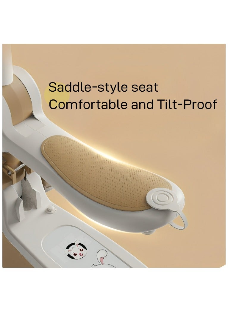 3 Wheel Kids Scooter with LED Light Up Wheels and Music for Toddlers Girls and Boys 4 Adjustable Handlebar Heights Tilt Steering Wide Deck for Kids Ages 2-12 - Beige - Image 3