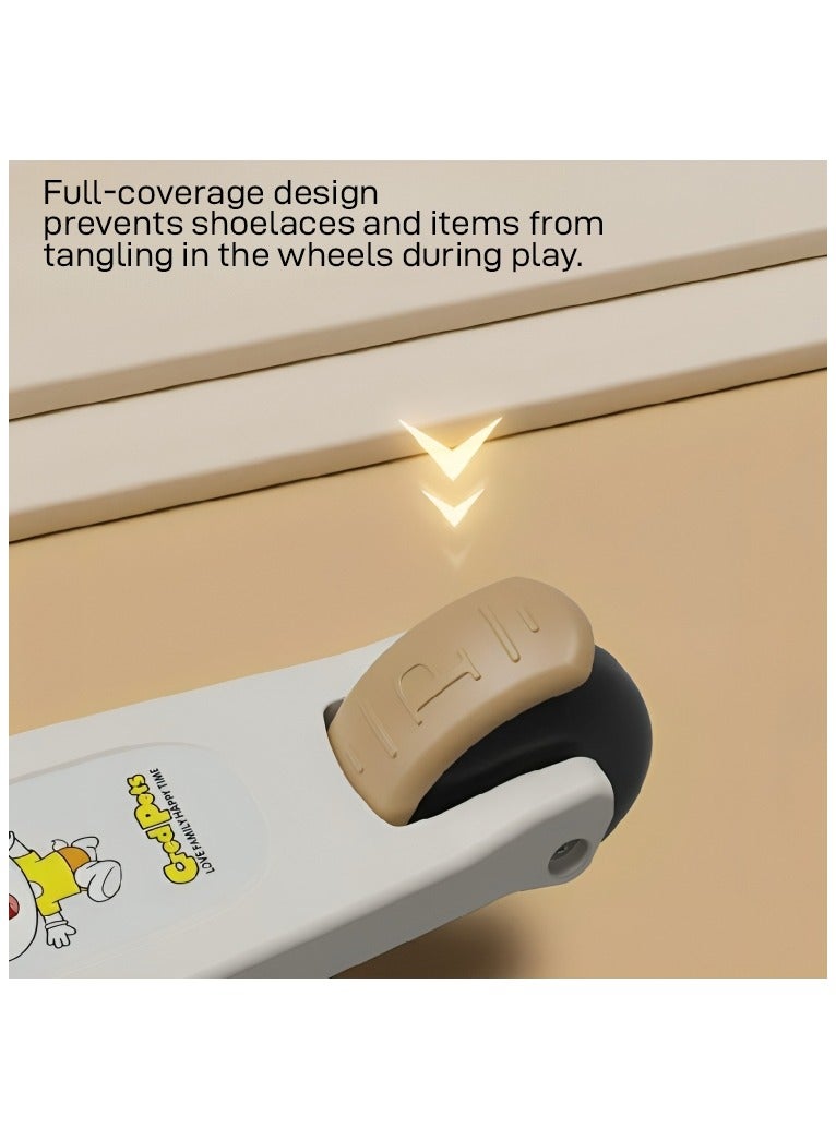 3 Wheel Kids Scooter with LED Light Up Wheels and Music for Toddlers Girls and Boys 4 Adjustable Handlebar Heights Tilt Steering Wide Deck for Kids Ages 2-12 - Beige - Image 5