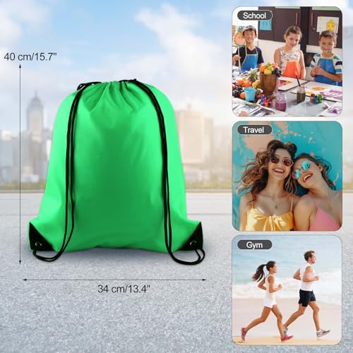 KUUQA 40Pcs Green Drawstring Backpack Bag Bulk Sack Drawstring Bags Bulk String Bags Storage Bags for Sport Gym Traveling - Image 3