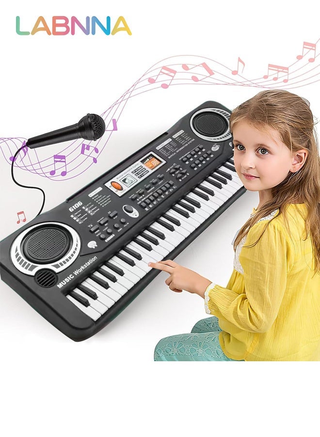 LABNNA 61 Key Piano Keyboard, Electronic Digital Piano for Kids Beginner with Microphone, 16 Tones, 6 Demos, 10 Rhythms, Recording, Keyboard Piano for Boys and Girls Birthday Gift - Image 1
