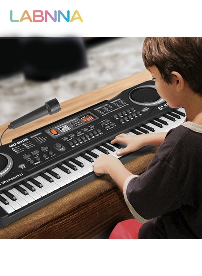 LABNNA 61 Key Piano Keyboard, Electronic Digital Piano for Kids Beginner with Microphone, 16 Tones, 6 Demos, 10 Rhythms, Recording, Keyboard Piano for Boys and Girls Birthday Gift - Image 4