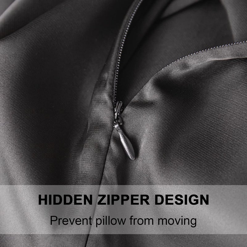 SIYUAN Mulberry Silk Pillowcase for Hair and Skin Cooling Silk Pillow Case with Hidden Zipper Allergen Proof Dual Sides Soft Breathable Smooth Silk Pillow Cover for Women (Black Toddler) - Image 3