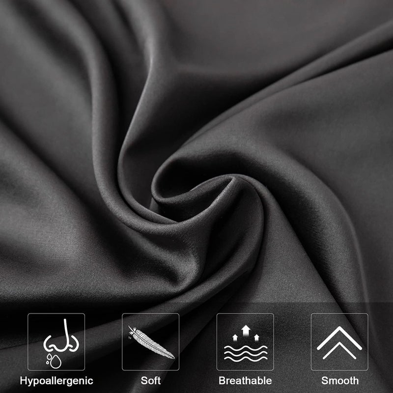 SIYUAN Mulberry Silk Pillowcase for Hair and Skin Cooling Silk Pillow Case with Hidden Zipper Allergen Proof Dual Sides Soft Breathable Smooth Silk Pillow Cover for Women (Black Toddler) - Image 2