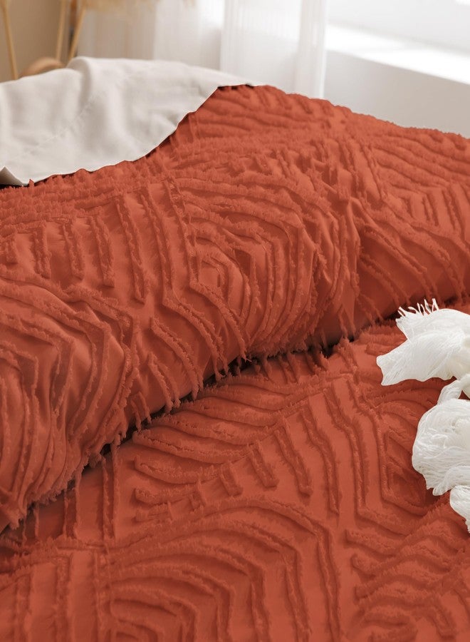 Andency Burnt Orange Oversized King Comforter 120"x120", 3 Pieces Terracotta Super King Boho Bedding Set & Collections, Farmhouse Tufted Fluffy Bed Set (1 Comforter, 2 Pillowcases) - Image 5