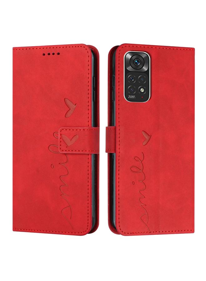 The Bros Case For Xiaomi Redmi Note 11 Global Skin Feel Heart Pattern Leather Phone Case