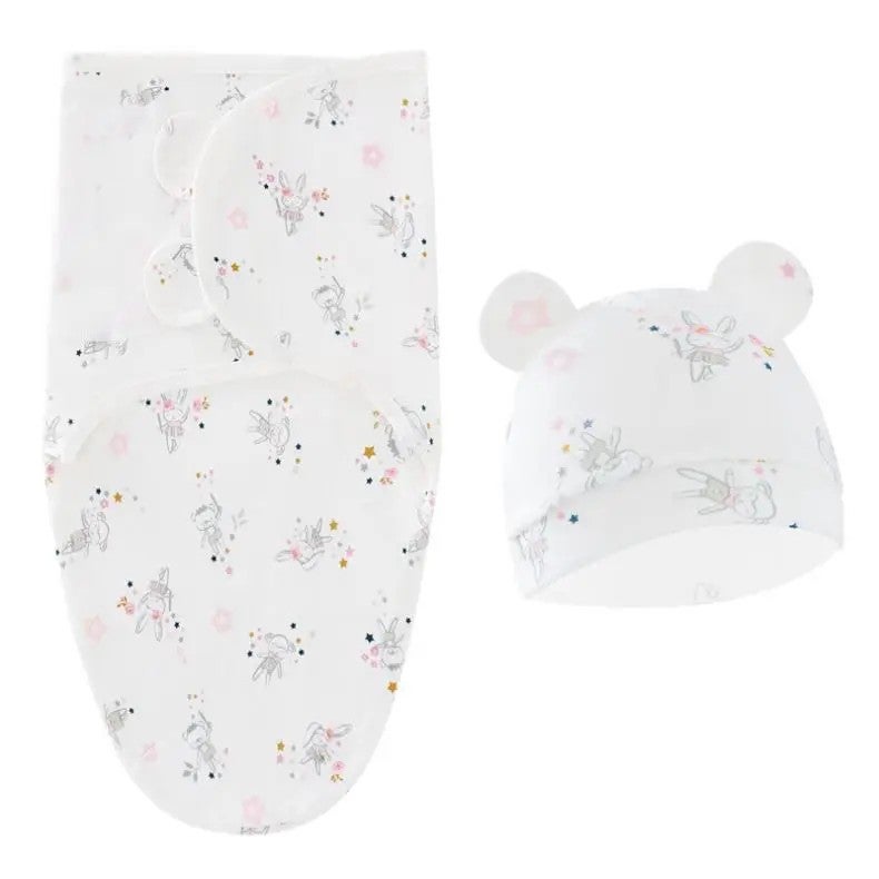 Bluejw Mu of 2 Sleep Swaddle Set: Muslin Baby Swaddle Blanket Wrap & Matching Hat for Newborns, Swaddlers - Image 5
