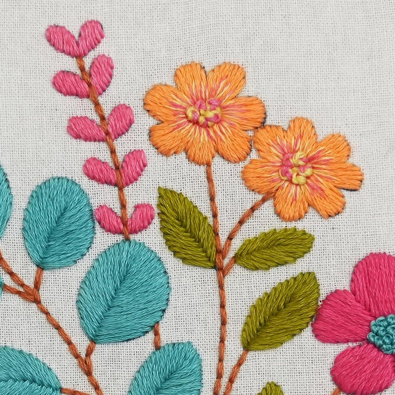 picknMAKE Fabric DIY Cross Stitch Hand Embroidery Kit for Beginners Adult,Kids with Pattern & Cloth,Multicolor Floral Bouquet Design,Written Instructions,Embroidery Hoop & All Other Materials Included - Image 5