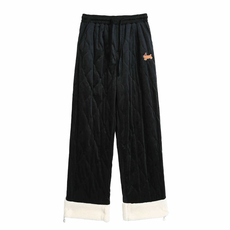 Nasa Thickened Lisi Velvet Warm Casual Pants Men And Women Winter Tide Fleece-Lined Loop Pants Cold-Proof Ski Pants - Image 1
