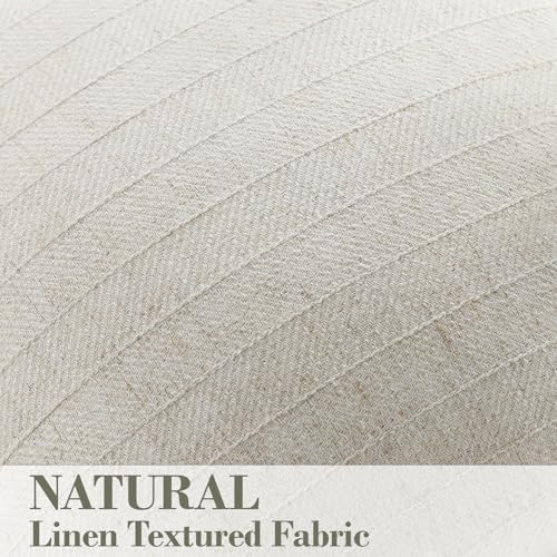 DEZENE 18x18 Linen Pillow Covers Beige Pack of 2 Farmhouse Boho Neutral Accents Striped Textured Square Decorative Throw Pillow Cases for Living Room Couch Bed Home Decor - Image 3