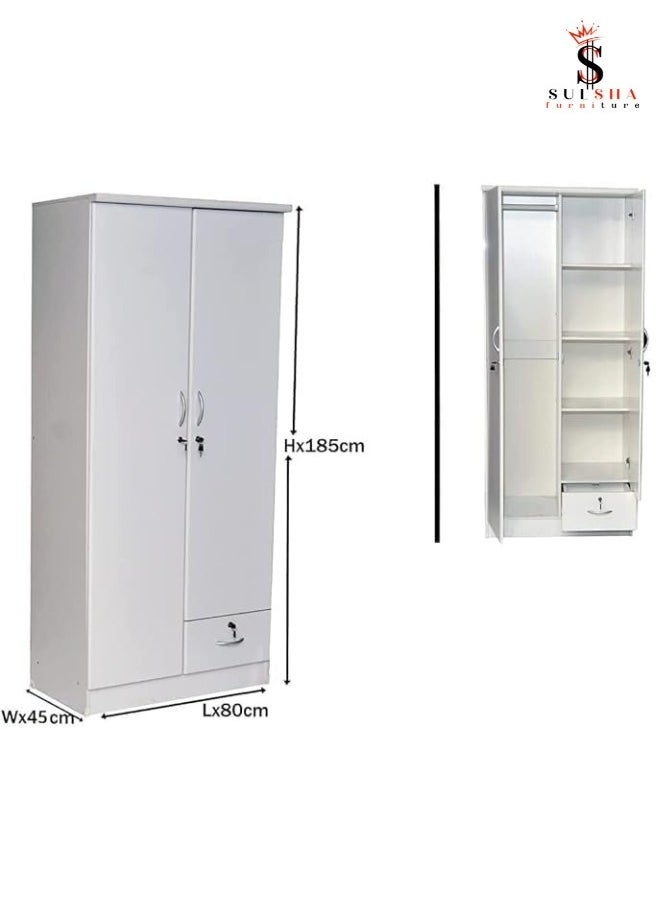 SULSHA - 2 Door Wooden Wardrobe Cabinet Cupboard Engineered Wood Perfect Modern Stylish Heavy Duty - Image 1