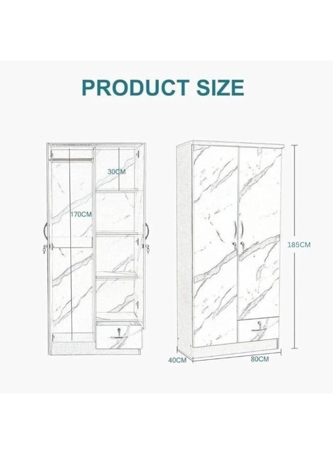 SULSHA 2 Door Wooden Wardrobe with Bottom Drawer – Free Professional Assembly Included - Image 2