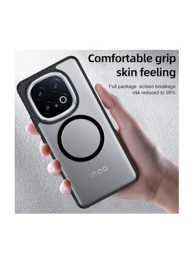 General Magnetic Case Compatible with vivo iQOO 13 Case, Matte Frosted & Clear Transparent Case Airbag Anti-drop Hard PC Soft TPU Bumper Shockproof Protective Cover  - Image 2
