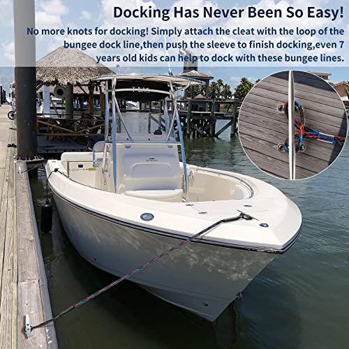 Botepon Boat Bungee Dock Lines, Boating Gifts for Men, Boat Accessories, Pontoon Accessories, Mooring Lines for Bass Boat, 4 Feet - Image 4